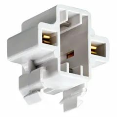 Lampholder for 2-pin (G23) base lamps. Rated 75 W at 600 V AC. White finish. Overall length 1 3/8 in. Suitable for use in industrial and commercial lighting fixtures requiring a compact, high-voltage lampholder.
