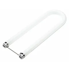 This PHILIPS T12 fluorescent U-bend lamp operates at 40 watts with a color temperature of 4100K. It features a medium bi-pin (G13) base and 6-inch U-bend leg spacing. Suitable for use in commercial and industrial lighting fixtures requiring compact, energy-efficient illumination.