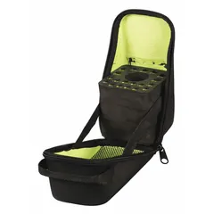 Black canvas organizer tray with 19 slots for storing and transporting screwdrivers. Overall width 3 3/4 inches. Case only, tools not included. Suitable for workshop or job site tool organization.