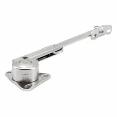 Zinc alloy lid support with a maximum support angle of 100° and overall height of 8 3/16 in. Used to hold lids, doors, or panels open at a fixed angle in industrial enclosures, electrical cabinets, and machinery access panels.