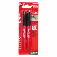 General purpose ink marker with a bullet point and standard actuation. Plastic body, black ink dries in under 30 seconds. Suitable for marking on metal, plastic, and wood in industrial settings.