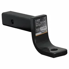This Class III ball mount is constructed from corrosion-resistant carbon steel with a powder-coated finish. It features a solid shank and a 1-inch compatible ball shank diameter. The non-adjustable design is used to attach a trailer hitch ball to a vehicle receiver for towing trailers, boats, or equipment in medium-duty applications.