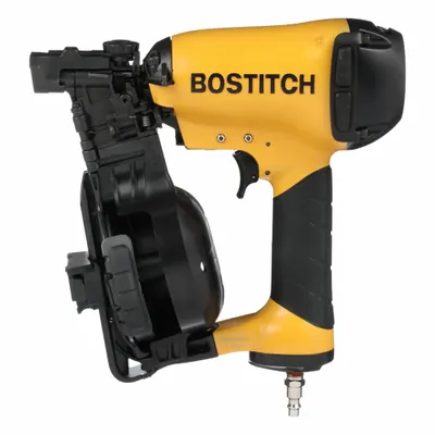 BOSTITCH Air Nail Gun: Roofing, 15°, Wire, 1/4 in Male, Bump, Coil Collation - Air-Powered Roofing Nailers