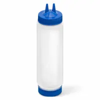 This VOLLRATH squeeze bottle has a 24 oz capacity with a 2 1/8 in opening diameter and 10 15/16 in overall height. It is NSF Certified and dishwasher safe. Suitable for dispensing condiments, sauces, and oils in foodservice operations