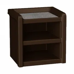 Laminate-top nightstand from the Endurance series. Overall dimensions: 21 1/2 in height, 21 in width, 18 in depth. Features three shelves for storage. Suitable for bedside or general use in commercial and institutional settings.