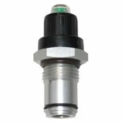 Replacement differential pressure indicator for hydraulic filtration systems. Monitors pressure drop across the filter element to signal when service is needed. Used in industrial hydraulic circuits to maintain fluid cleanliness and prevent system damage.