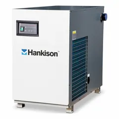 Non-cycling refrigerated compressed air dryer rated for 250 cfm at 38°F dew point. Operates on 460V AC with 1.92 kW power consumption. Features a 2-inch NPT connection. Used to remove moisture from compressed air systems in industrial applications such as pneumatic tools and instrumentation.