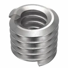 Screw-locking tangless helical insert for repairing or reinforcing internal threads in metal components. Features #4-40 coarse thread, plain finish, 18-8 stainless steel construction, and tensile strength of 200,000 to 250,000 psi. Supplied in a pack of 1,000 pieces.