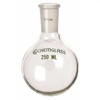 CHEMGLASS Boiling Flask: 500 mL, Colorless, Round, A, 14/20 Compatible with Stopper Size (MPN CG-1506-94)