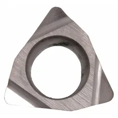 Trigon (W) indexable turning insert for precision turning, facing, and profiling on CNC lathes. The trigon shape provides strong cutting edges and cost-effective indexing for general machining of steel, stainless steel, and cast iron.