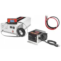 This multi-unit inverter with battery charger converts 20 to 30V DC input to 120V AC modified sine wave output, delivering 6000 W peak power. The built-in charger accepts 105 to 130V AC input and outputs 13.2V to 14.4V for battery charging. Suitable for off-grid, mobile, and backup power systems requiring AC power from a DC source
