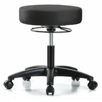 ESD Cleanroom Stool: Vinyl, Ht Range 18 in to 23 in, 17 in Seat Wd, 17 in Seat Dp, 5 Glides, Black (MPN GRVDHSO-RG-RC-8540)