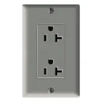 LEVITON Receptacle: Decorator Duplex, 5-20, Gray, 125V AC, 20 A, 2 Pole / 3 Wire (MPN 16352-GY)