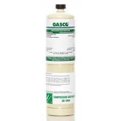 Disposable calibration gas cylinder with a mixture of carbon monoxide (100 ppm), oxygen, and pentane in nitrogen background. Provides +/-5% accuracy for verifying and adjusting portable gas detectors. Fitted with a CGA 600 connection for use with all OEM gas detectors.