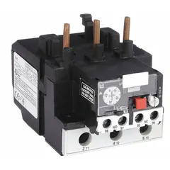 Three-pole IEC thermal overload relay with integrated bimetallic elements, eliminating the need for separate thermal units. Features 1NO/1NC auxiliary contacts and phase loss sensitivity. Adjustable current range from 23 A to 32 A. Compatible with Dayton contactors rated 40 to 95 Amps. Used for motor protection in industrial control applications.