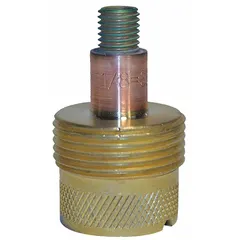 Large-diameter gas lens for TIG welding, designed for a maximum electrode diameter of 1/8 in. Sold as a 2-pack. Improves shielding gas coverage and reduces turbulence around the weld puddle.
