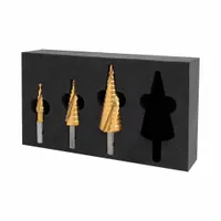 HOLEMAKER TECHNOLOGY Step Drill Bit Set: 3 Pc, 3/16" to 1-3/8", TiN-Coated HSS, 118° Point (MPN 505030-SET1)