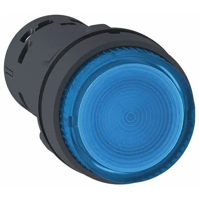 SCHNEIDER Extended Push Button: Blue, 22 mm Mounting Size, Non-Metallic - Illuminated Extended-Length Push-Button Operators