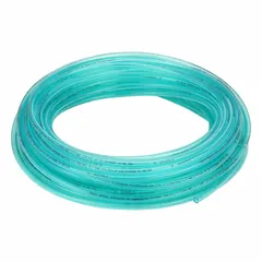 Metric polyurethane tubing with 6.5 mm inner diameter and 10 mm outer diameter, 100 ft length, blue color. Hardness Shore A 90 to 95, maximum operating pressure 170 psi at 180°F. Suitable for pneumatic and fluid transfer applications in industrial automation and material handling.