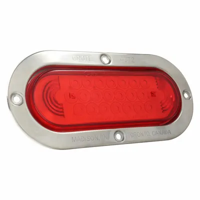GROTE Stop/Turn/Tail Light: LED, Stop Light, Red, Oval, 3 5/8 in Overall Ht - Stop Lights