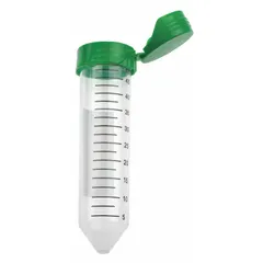 Polypropylene Centrifuge Tube, 50 mL, Conical Bottom, Natural, Green Closure, Graduated, with Paperboard Racks