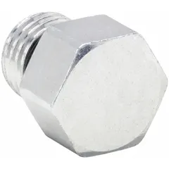 Steel threaded plug for hydraulic extreme-pressure pipe fittings. 1/8 in connection size. Rated for maximum operating pressure of 7,500 psi. Used to seal ports in high-pressure fluid systems.