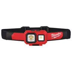 This headlamp provides up to 450 lumens of brightness with a 100-meter beam distance and a maximum run time of 25 hours. It features three light outputs and is powered by three AAA batteries (included). Suitable for hands-free illumination in maintenance, construction, and inspection tasks.