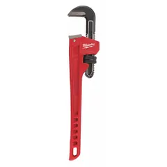 This straight pipe wrench is constructed from alloy steel with a serrated jaw for gripping pipes and round stock. The 18 in overall length and 2 1/2 in jaw capacity suit plumbing, mechanical, and industrial maintenance tasks. Its ergonomic design improves user comfort during extended use.