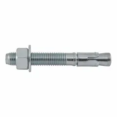 Zinc-plated steel wedge anchors for heavy-duty fastening into solid concrete. Each anchor has a 5-1/2 in overall length, 3/4"-10 thread size, and 3 in thread length. Supplied in a 20-pack. Suitable for securing structural steel, machinery bases, or racking systems.