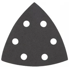 This 6-pack of 240-grit silicon carbide sanding sheets is designed for fine finishing on oscillating tools. Each sheet measures 3-1/2 inches in width and is suitable for smoothing wood, metal, or painted surfaces, removing light material, and preparing surfaces for coating.