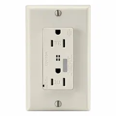 This duplex general purpose receptacle is rated 125V AC, 15 A, with a NEMA 5-15R configuration for 2-pole/3-wire grounded plugs. The white finish suits standard residential and commercial installations. It is commonly used in branch circuits for powering lights, appliances, and electronics.