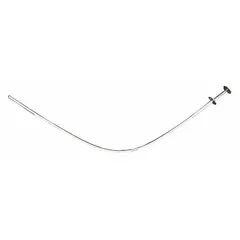 Mechanical claw pickup tool with four jaws and a 1-inch jaw capacity for retrieving small metal objects. Fixed shaft design with straight and flexible steel body. Includes a built-in magnet for ferrous parts. Weight capacity up to 4.9 lb. Used in automotive, maintenance, and assembly applications to recover dropped items in confined spaces.