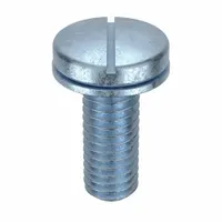 SEMS Screw: Internal Tooth, #10-32 Thread Size, 1/2 in Lg, Steel, Zinc-Plated, Pan, Slotted, 100 PK (MPN MSPIFI-1000500-100P)