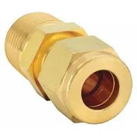 PARKER Compression Fitting Adapter: 3/8 in OD x 3/8 in Pipe Size, Compression x MNPT, Brass (MPN 6-6 FBZ-B)