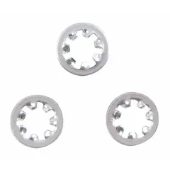 Lockwasher designed to secure fasteners on Master Appliance power tools. Prevents loosening caused by vibration during operation. Pack of three.