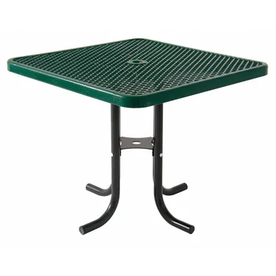 ULTRASITE Square Top Patio Table, 36 in, Green Expanded Metal, Black Steel Frame - Square Top Patio Tables