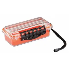 Clear plastic single-compartment box for organizing small parts, hardware, or craft supplies. One compartment with no adjustable dividers. Not electrostatic discharge conductive, suitable for general storage. Dimensions: 7-1/2 x 3-1/8 x 2-1/2 in.