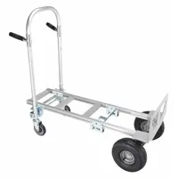 DAYTON Convertible Hand Truck: 600 lb, Dual-Handle, Silver, Aluminum, Pneumatic, 54 in Handle Ht