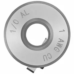Stripping bushing for use with aluminum and copper wire. Accommodates wire sizes up to 1 AWG and 1/0 AWG, compatible with THHN/XHHW insulation. Designed for use with the DCE151 XR tool.