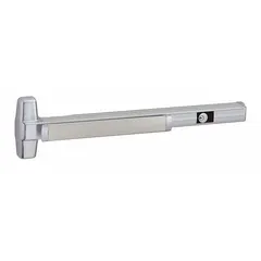This concealed vertical rod exit device features a touchbar style in a chrome finish. Designed for commercial doors up to 3 ft wide, it provides a clean appearance with concealed latching for code-compliant egress.
