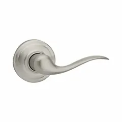 This storeroom lever lockset is designed for commercial or institutional doors requiring keyed entry from the outside and free egress from the inside. It features a satin nickel-plated zinc finish, is ADA compliant, and has a rose style. The ANSI F75 function is suitable for hallways, storage rooms, or offices where privacy is not needed.