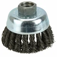 WEILER Knot Wire Cup Brush: Twisted Steel, 3 in Dia, 0.02 in Fill Dia, 5/8"-11 Arbor (MPN 36238)