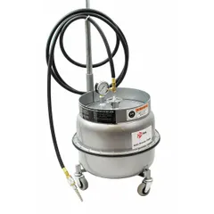 The GEARWRENCH 3795D brake bleeder tank is used for one-person brake bleeding on cars, trucks, and fleet vehicles. It pressurizes the brake system to force air and old fluid out, making hydraulic system maintenance faster and cleaner in automotive repair shops.