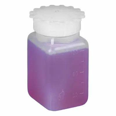 GLOBE SCIENTIFIC Laboratory Bottle: 250 mL, HDPE, Natural, Square, Translucent - HDPE Rectangular Lab Bottles
