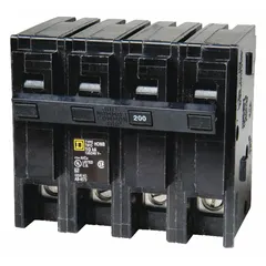 Plug-in, 2-pole miniature circuit breaker rated 150 A at 120/240V AC, single phase, with a maximum interrupting rating of 10 kA at 120/240V AC. Designed for overcurrent protection in Homeline load centers for residential and commercial electrical distribution systems.