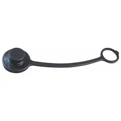 This push-on hydraulic hose plug is made of vinyl and has a 1/4 in fitting size. It is used to protect quick-connect couplings from dirt, moisture, and debris when disconnected, helping to maintain system cleanliness in hydraulic applications.