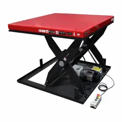 This fixed-top electric lift table has a 4000 lb load capacity and a maximum lifting height of 39 in. The 48 in platform provides a stable work surface. Hydraulic operation is powered by 115V AC. Typical applications include positioning heavy loads at workstations, assembly lines, and loading docks.