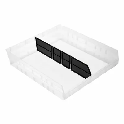 QUANTUM STORAGE SYSTEMS Long Bin Dividers: 16 in x 4 in, 15 in Overall Wd - Plastic Shelf Bin Dividers
