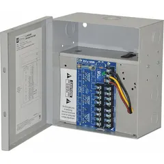 This ALTRONIX power supply board is housed in a steel enclosure and operates on 115V AC input. It provides regulated DC power for security, access control, and industrial control systems.