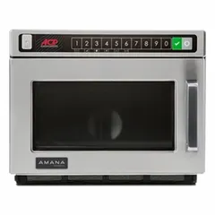This AMANA countertop microwave offers a 0.6 cu ft oven capacity with 1200 W cooking power and 11 power levels. Suitable for light-duty food heating in break rooms, small kitchens, or similar settings. Provides versatile reheating, defrosting, and cooking for packaged meals and beverages.